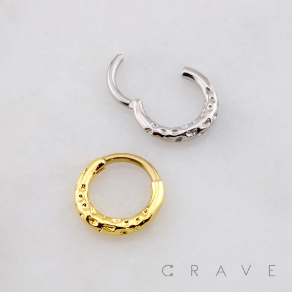 HAMMERED RIM TEXTURE 316L SURGICAL STEEL SEPTUM HINGED SEGMENT RING HAMMERED RIM TEXTURE 316L SURGICAL STEEL SEPTUM HINGED SEGMENT RING